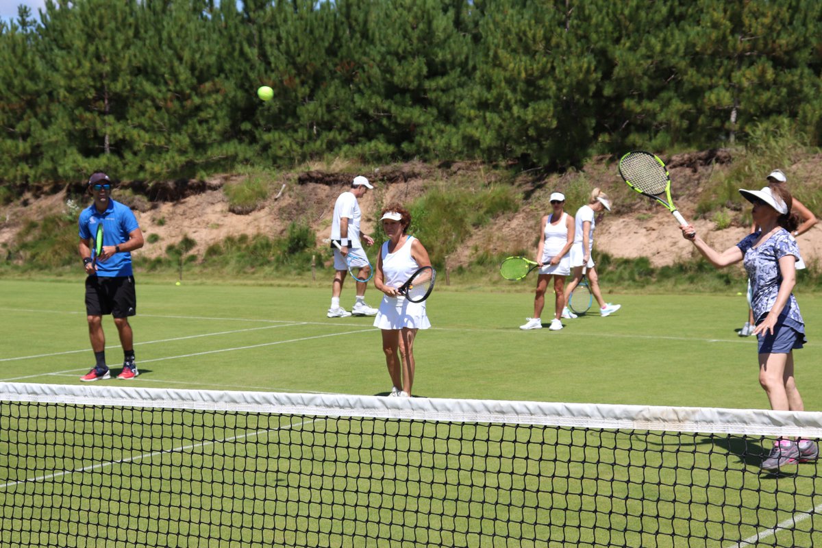 cdrysdaletennis's tweet photo. Day 2 of our @Sand_Valley tennis camp was packed full of grass court action with over 5 hours of on court activity followed by a pro exhibition. Final day tomorrow! #UltimateTennisExperience https://t.co/PSudHlxV8s