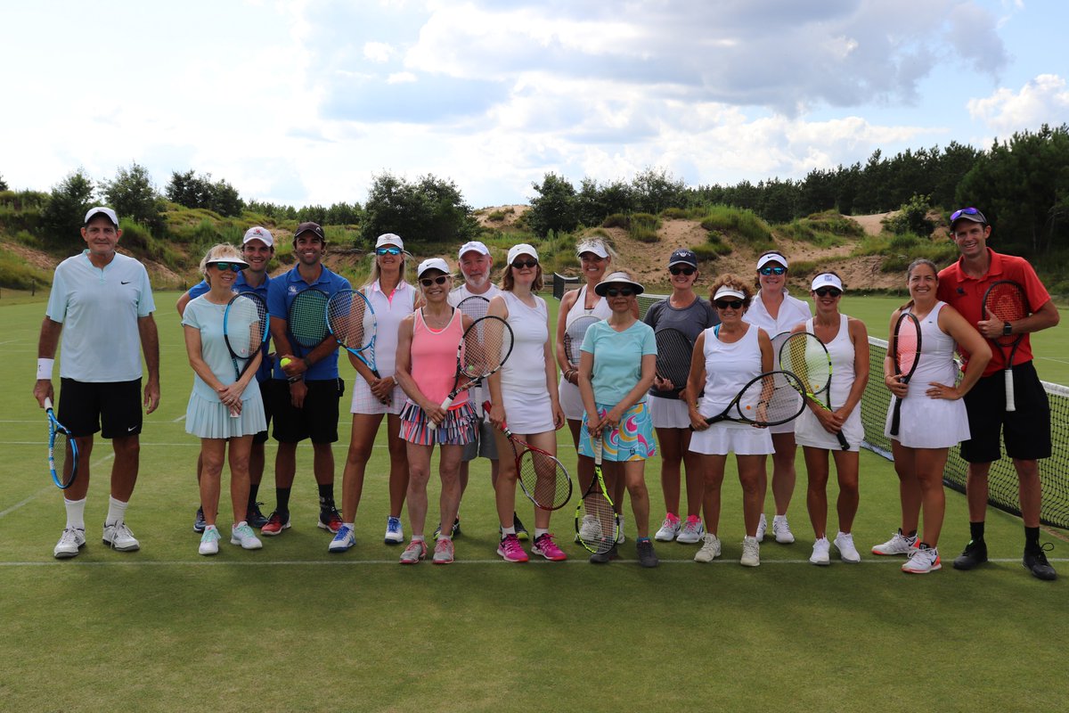 cdrysdaletennis's tweet photo. Day 2 of our @Sand_Valley tennis camp was packed full of grass court action with over 5 hours of on court activity followed by a pro exhibition. Final day tomorrow! #UltimateTennisExperience https://t.co/PSudHlxV8s