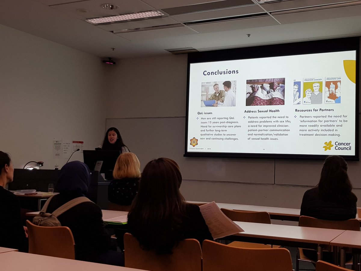 Carolyn Mazariego-Jones @CG_Maz presents the latest Cancer Council NSW research on unmet quality of life and supportive care needs in prostate cancer survivors at the 2019 USyd Public Health Research Showcase @CCNSWResearch @SydneySPH #prostatecancer