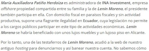 ecuainm_oficial's tweet photo. "Testaferro de @Lenin Moreno" estaría involucrado en cierre de página web de https://t.co/zuAcjtkhgI.

Detalles de la denuncia: https://t.co/25hbddHbVL https://t.co/Uj21WsURjV