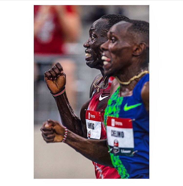 Fellow photographer, Crash Kamon (on Instagram as idly_drifting_crackerjack) just posted this picture of <a href="/lopezlomong/">Lopez Lomong</a> &amp; <a href="/Paulchelimo/">Paul Chelimo🇺🇸🥈🥉🥉</a> meters from the finish of the 5000m at USAs.

This needs to be hung in the Louvre. The detail, the emotion, the strain. Everything. This nails it.