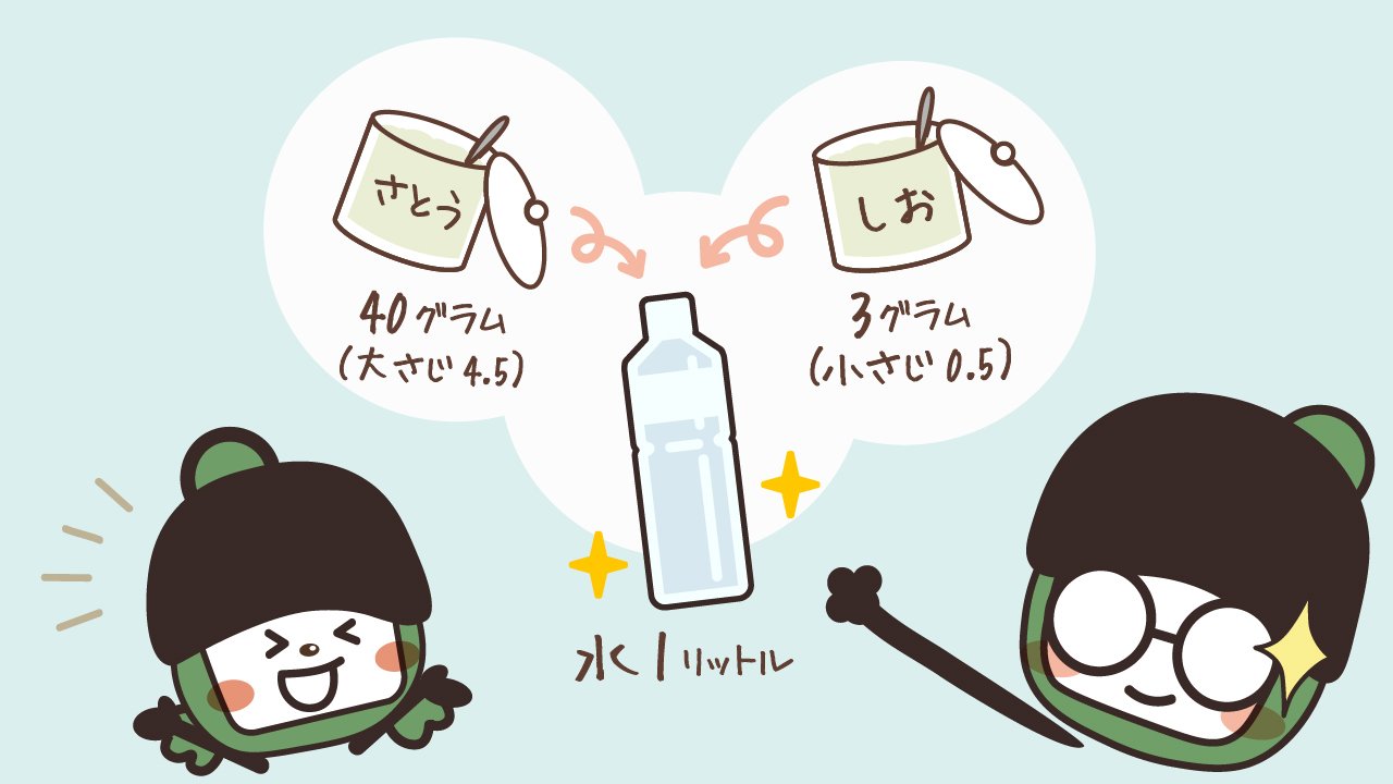 تويتر マクロミル アンケー党 على تويتر みんな 熱中症 になってないかな 少しでも気分が悪かったりめまいがしたら 経口補水液 を飲んで安静にしてね 経口補水液 の作り方を紹介するよ W 水1リットル 砂糖40グラム 大さじ4 5杯 塩