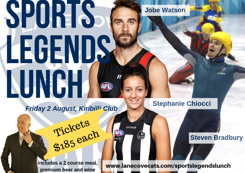 We have a special offer on today. For only $100, you can secure a seat to this Friday’s Sports Legends Lunch. Use code “LCCOFFER”. Hear <a href="/SteveBradbury73/">Steven Bradbury</a>, <a href="/JobeWatson/">Jobe Watson</a> &amp; @Steph_Chiocci. The funniest man in Sydney <a href="/Simon_Kennedy/">Simon Kennedy</a> will be hosting