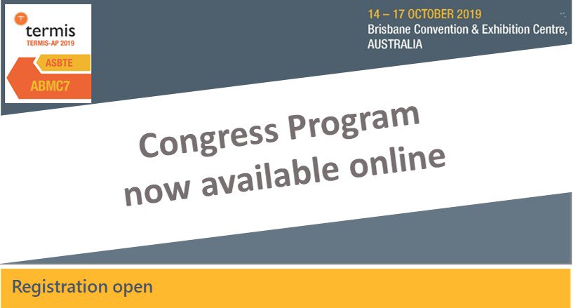 <a href="/ApTermis/">TERMIS-AP + ABMC7 2019</a> Congress Program is now available online - termis.org/ap2019/ap-2019… Over 500 presentations to choose from over four days. Register today!! termis.org/ap2019