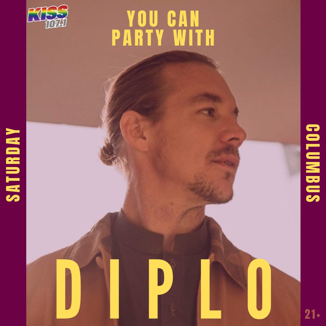 KISS107's tweet photo. #DIPLO is spinning in #Columbus Saturday afternoon and we have meet and greet passes for his set.
🙌🏽

Want FOUR meet and greet passes and tixx to his daytime party in Columbus on Saturday?
🔥🔥🔥

RT to qualify. 

Must be 21+.
Meet &amp; Greet at 3:45pm.
Diplo performance at 4:30pm. https://t.co/NpY5vAvA1U