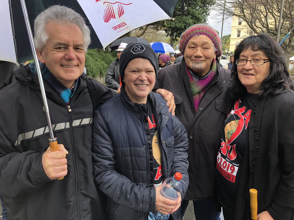 teringahuiah's tweet image. Oranga Tamariki rally today. These 3 been fighting some 40+ years for Treaty Justice. Moana. Mereana. Annette. ✊🏽