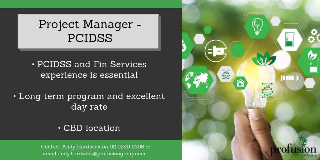 Project Manager - PCIDSS role now available! 

Contact Andy Hardwick directly to find out more!