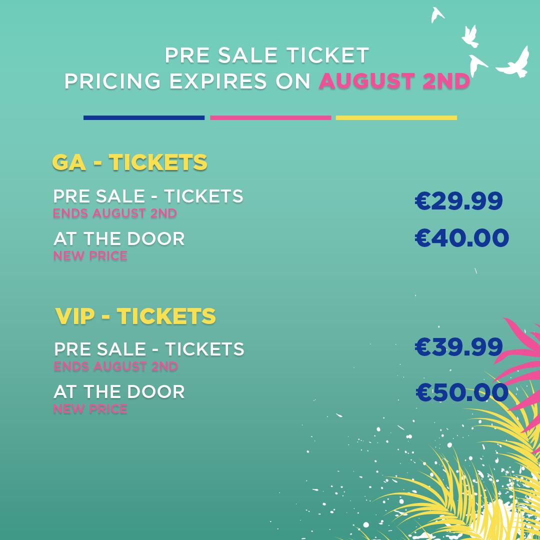LCF_CY's tweet photo. 🚨 Calling all dreamers! 🚨 
On the 2nd of August, ticket prices will be going up! 😱
for GA -- from €29.99 to €40 
for VIP -- from €39.99 to €50
4 days left to get your PRE SALE Tickets. 
🔥Now is your chance. Get them while they're hot! 🔥
Tickets: https://t.co/T38Gb0v53P https://t.co/LYp8qoOKkm