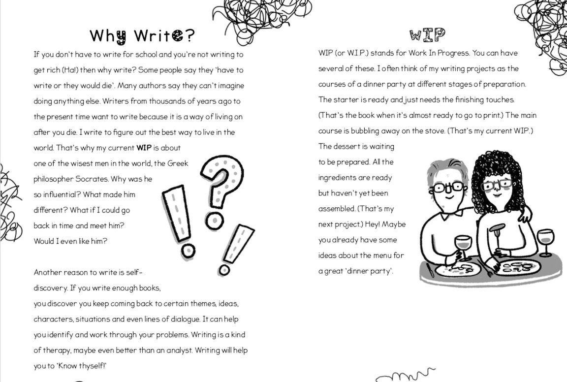 CarolineLawrenc's tweet image. Two fun #WritingTips from my forthcoming book (modestly entitled) #HowToWriteAGreatStory, for ages 8+
Pre-order it here: tinyurl.com/y3823rv7 

#WhyWrite #WIP #AmWriting #NaNoWriMo 

P.S. Fab illustrations by the wonderful @linziehunter 😍