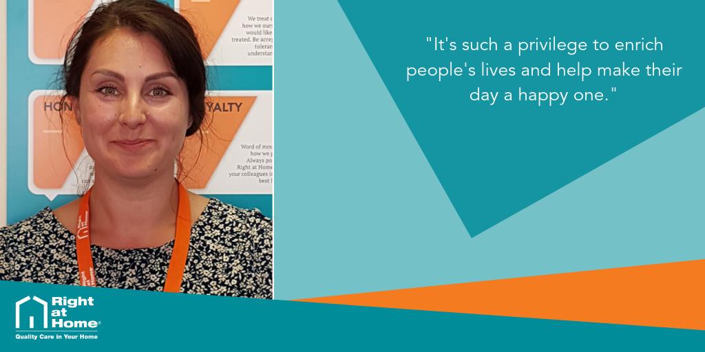 Caroline enriches her Clients' lives with happiness and care! Could you be a Right at Home #CareGiver? Contact us today to find out more.