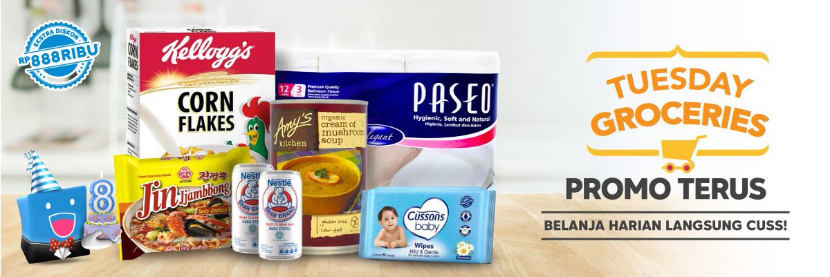 kotadotcom's tweet photo. https://t.co/hrXWymwhJ2 Promo TUESDAY GROCERIES! Extra Diskon up to 20% hingga Rp ... - https://t.co/e3x29k8Zc6 https://t.co/n20n12Mymi