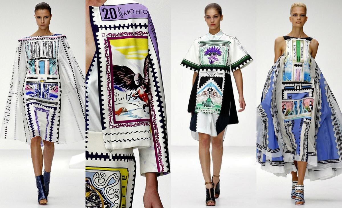 b_odko's tweet photo. Монгол шуудангийн маркаар хийсэн загварууд  Mary Katrantzou spring 2013 

#MaryKatrantzou #Spring2013 #MongolStamps https://t.co/ogUSsyh1uH