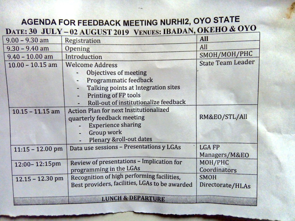 dammykoll's tweet photo. At the quarterly feedback meeting for Oyo west &amp; Ogbomoso North LGA Cluster @JSayankola PO-RM&amp;E Refreshing minds of participants on conducting an institutionalized NURHI2 Modeled LGA level feedback meeting towards SSE-Mantra @getittogetherNG @asakinso https://t.co/OUT93XtZyP