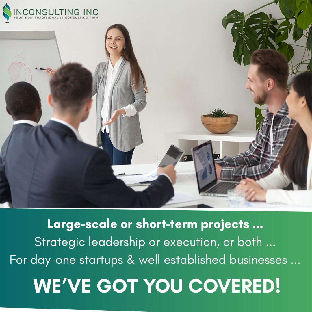 InConsultingInc's tweet photo. Large-scale or short-term projects,Strategic leadership or execution, or both. For day-one startups & well established businesses..!
We have got you covered.
.
Learn more at: https://t.co/R6nLOIcpEO
.
#PoweredbyInConsulting #leadership #established #covered #tuesday https://t.co/Jf2xpW7q1M