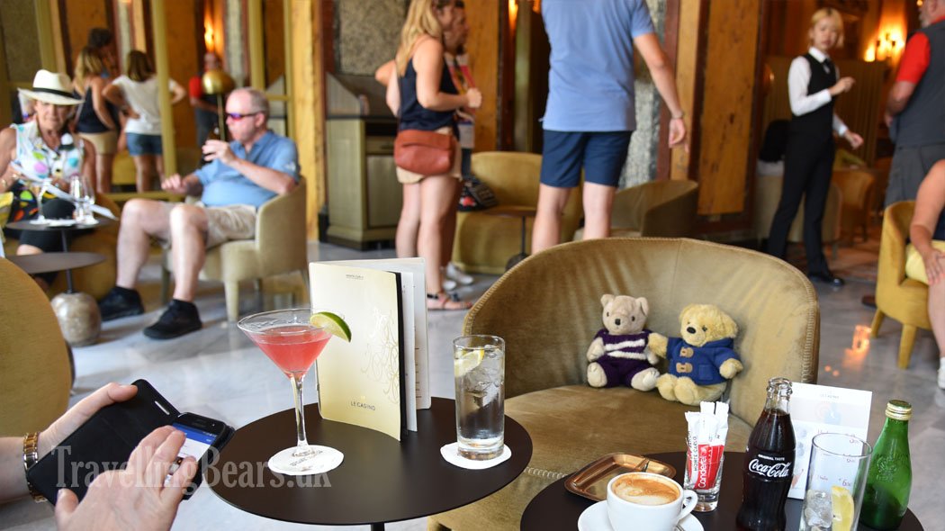 Roger and Tom #Teddy enjoying #coffee and a #Cosmopolitan at the #Casino in #MonteCarlo