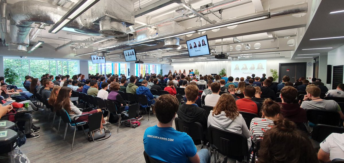 KainosAcademy's tweet photo. Kicking off week 2 day 2 here at #CodeCamp19! 

We've collaborated with @WWCodeBelfast so our Campers could hear about the different journeys these awesome women took to get into tech as a career!😎

#Kainos
#KainosAcademy
@KainosSoftware https://t.co/XoXxww54Zz