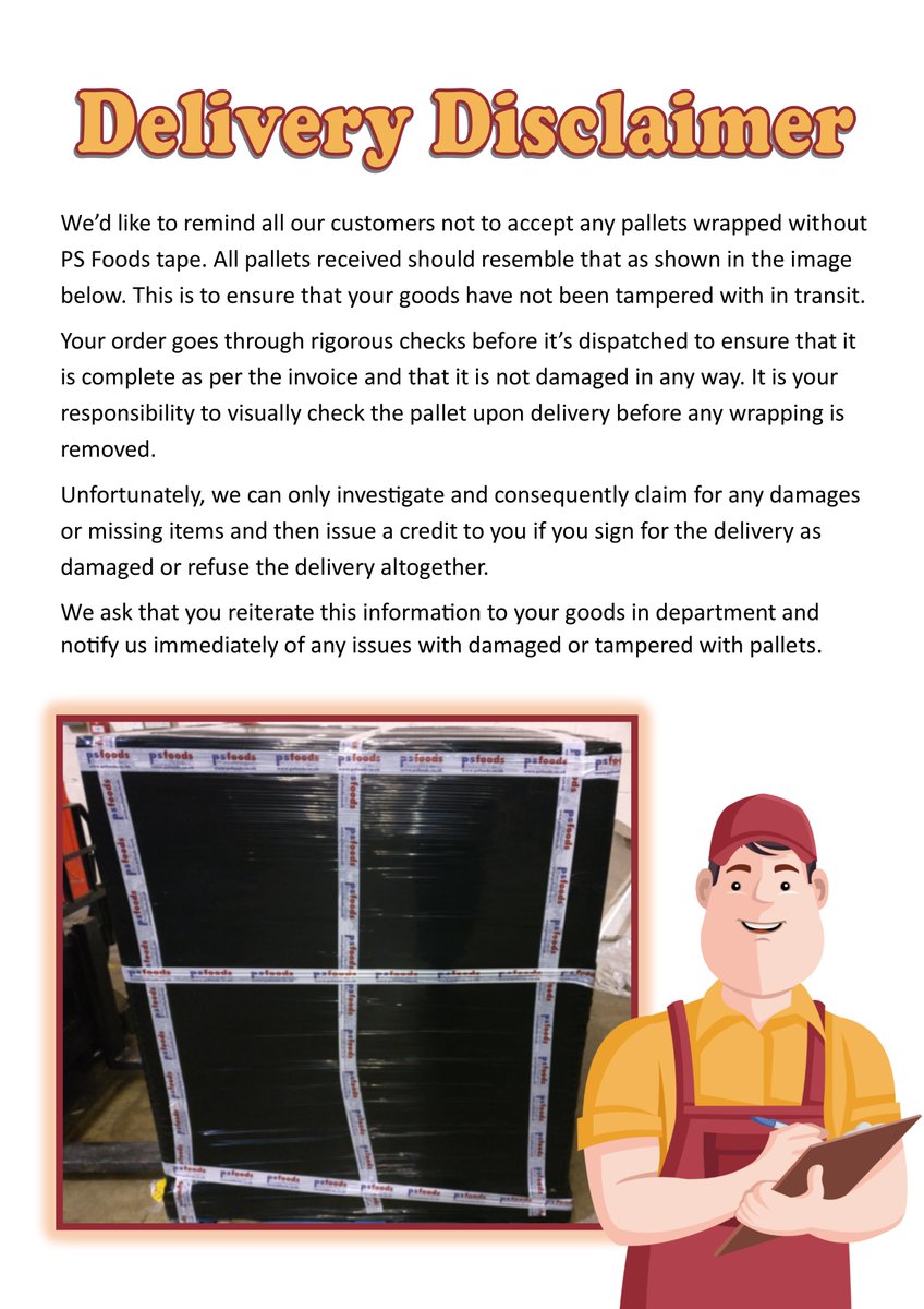 PSfoods's tweet photo. Delivery disclaimer - please read! https://t.co/1Ow7XApnKZ
#psfoods #delivery #disclaimer https://t.co/jVEiTwIBTX
