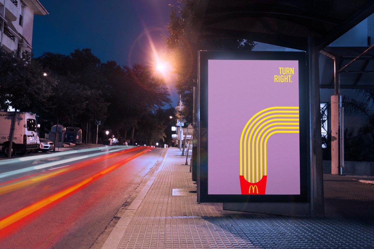 lacriaturacreat's tweet photo. McDonald's usa sus patatas fritas como guía en esta inteligente campaña de exterior

Obra de TBWA, la marca vuelve a apostar por el minimalismo para ayudar a que sus consumidores encuentren el restaurante más cercano 

👉 Te cuento más aquí: https://t.co/IwYPhBXGUb https://t.co/Vz4ZikLLeI