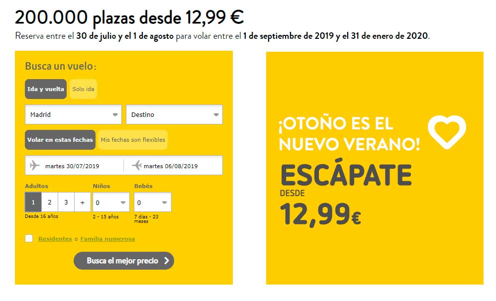 cuponomico's tweet photo. Vueling vende 200.000 billetes de avión desde solo 12,99 €. Date prisa porque es un oferta que solo dura 3 días. https://t.co/4wTrSxIT55