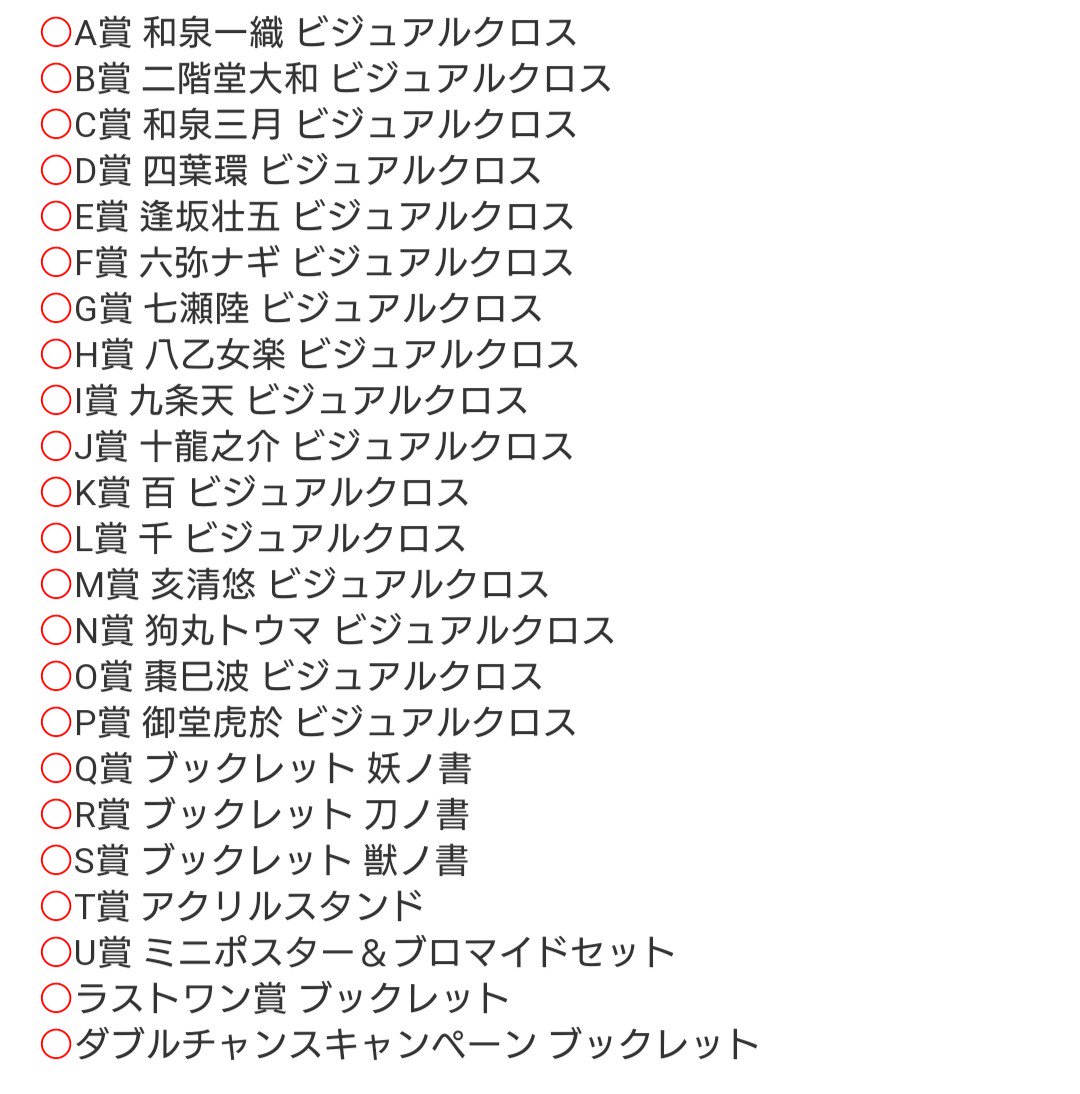 yuki_tri9's tweet photo. 【譲渡】アイドリッシュセブン アイナナ 一番くじ 妖万華鏡 空虚咎送り

譲)大和、★三月、環、★ナギ、陸、★千
悠、巳波、虎於

求)定価＋送料
1枠毎に前金＋数量確定後に残金支払い

通販にて1ロット予約済。
郵送のみ。 
纏めての方、★含む方優先。
詳細は3枚目を参照下さい
#yukiお取引 https://t.co/xOHHm3inBn