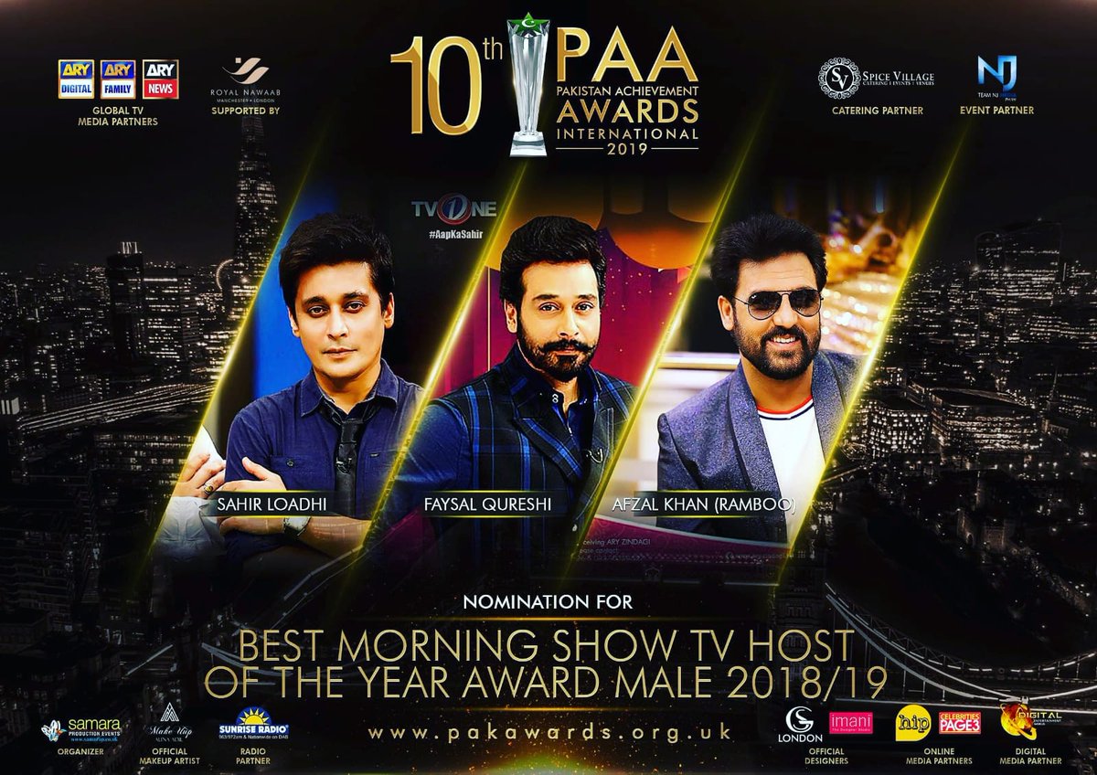 ThisIsSunrise's tweet image. Nominations for Best Morning Show Host Male 2018/2019. 10th Pakistan Achievement Awards International 2019 on Sunday 18th August in London. Nominate and vote for your heroes pakawards.org.uk

#10thPAA2019 #PAA #10thPAA #samaraeventsuk #London #Awards