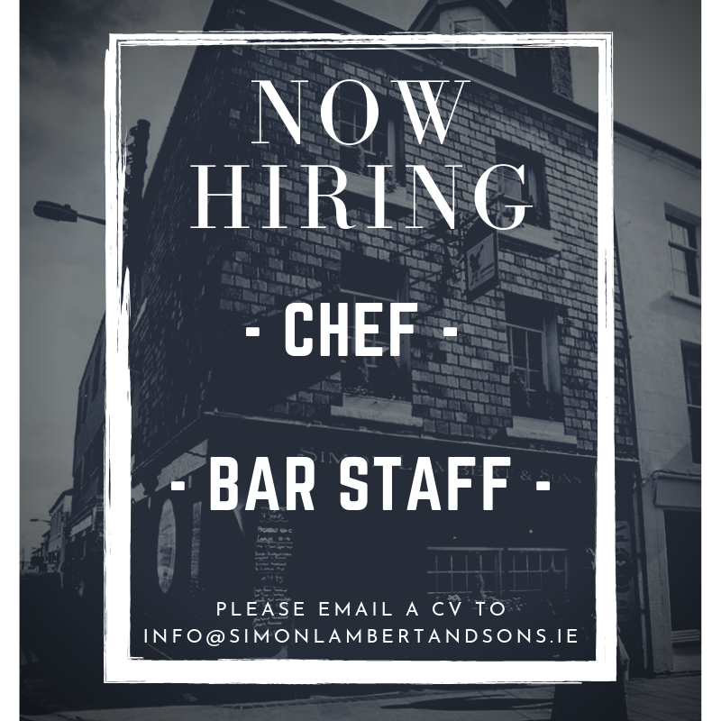 JOBS at <a href="/SLambertSons/">Simon Lambert & Sons</a>!

We are looking for new team members!

Currently looking to hire a CHEF and we are still taking applications for BAR STAFF.

Please email info@simonlambertandsons.ie or tag someone you know looking for a new job! 
#JobFairy #Wexford