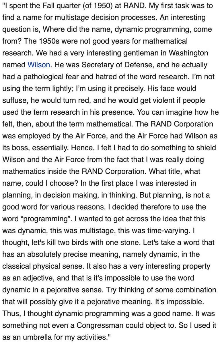 Twitter won't allow long enough alt text, see https://en.wikipedia.org/wiki/Dynamic_programming#History for the screenshotted quote.