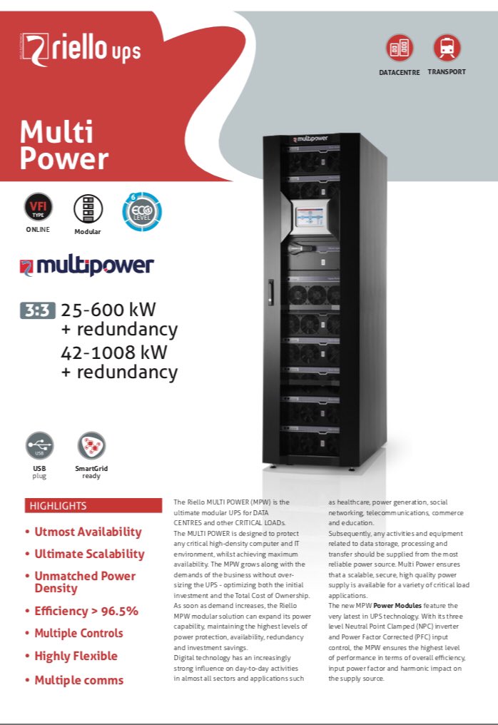 BCL_Power's tweet photo. The @riello_ups_uk MULTI POWER (MPW) is designed to protect any #critical high-density computer and IT environment, whilst achieving maximum availability. The @riello_ups_uk MPW can grow along with the demands of the business without oversizing the UPS #WeAreRielloUPS https://t.co/gH8da3NB7e