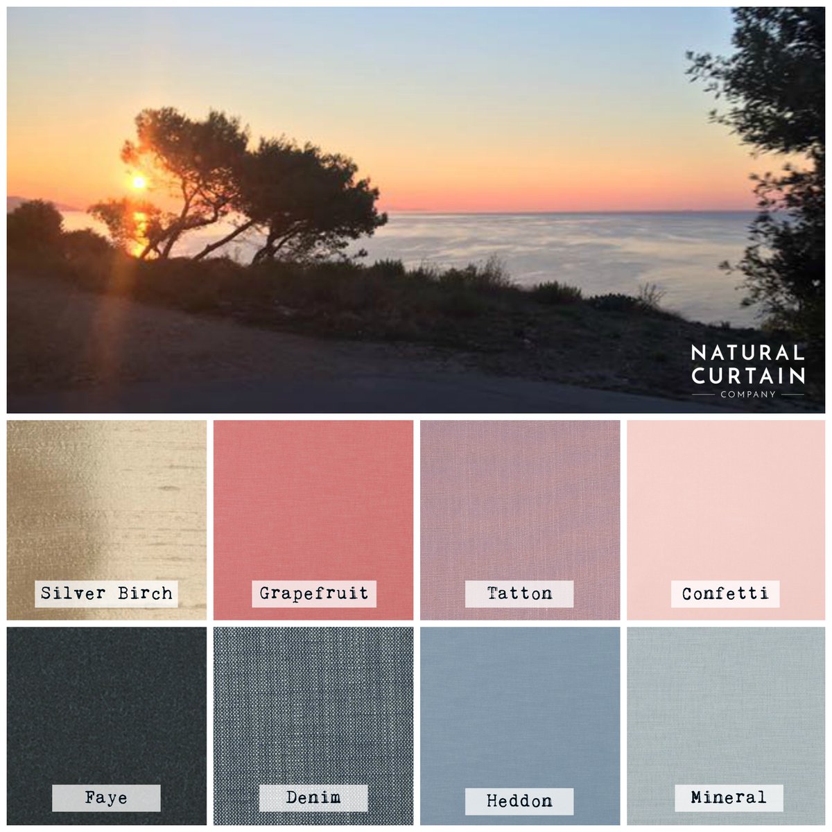 ☀️SUMMER☀️ Don't you love it when your colleagues send you their holiday snaps &amp; you're stuck in the office?? yeah, us too 😆 This stunning Croatian sunset which inspired today's #moodboard *LAST DAYS OF SALE - Use Code SUNNY20 for a 20% discount* naturalcurtaincompany.co.uk