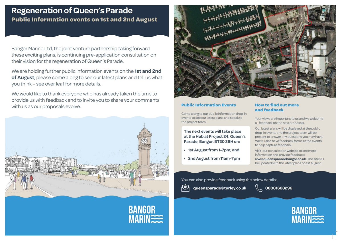 We are back onsite this Thursday & Friday at @Project24NI

Come along and see our latest proposals for #QueensParadeBangor !

Check out our video from the last engagement here queensparadebangor.co.uk