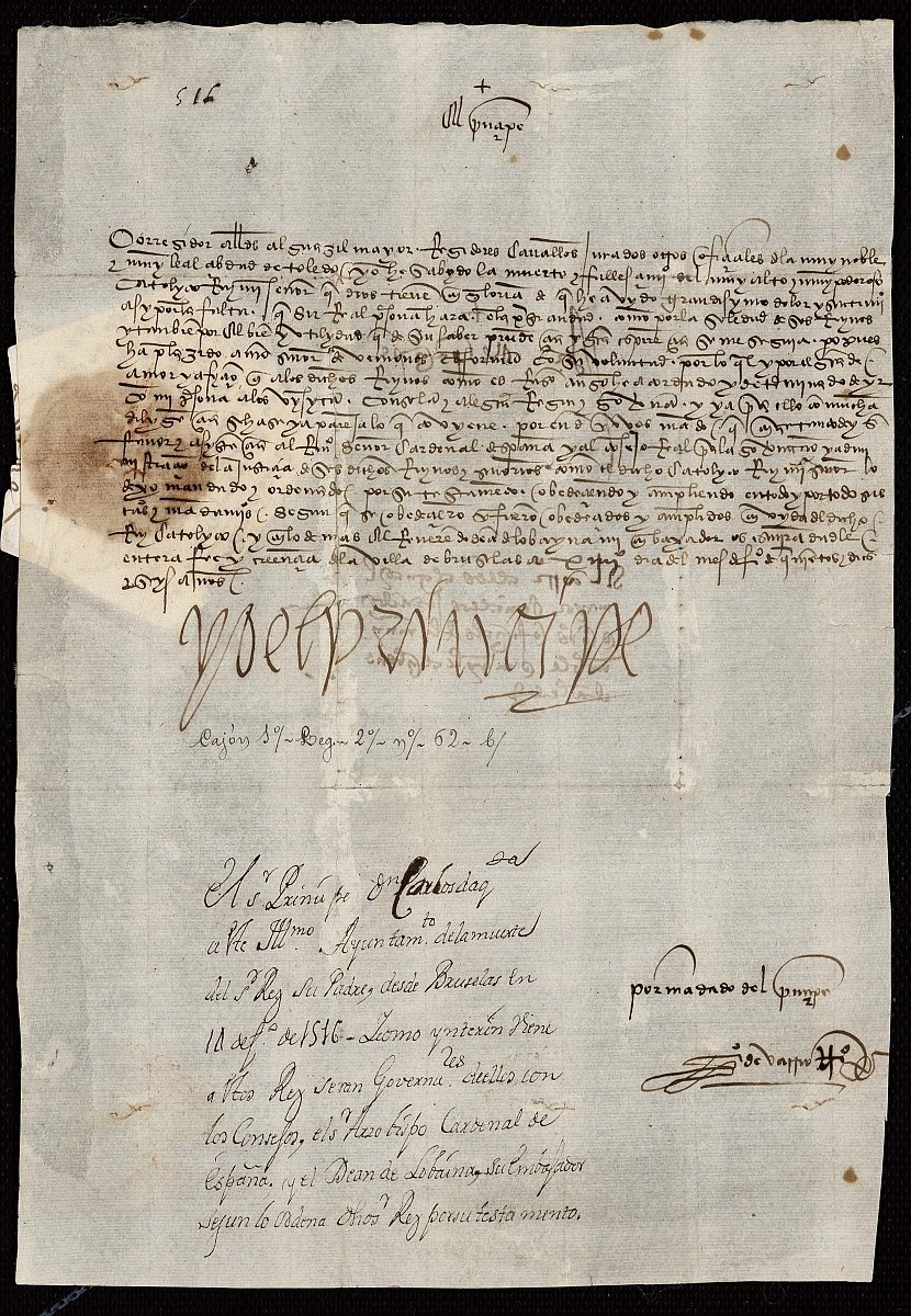 VanesaRegaladoV's tweet photo. Real cédula del Príncipe Carlos que, tras conocer la muerte del rey Fernando el Católico, comunica al ayuntamiento de Toledo su próxima venida a España, y le manda que, mientras tanto, obedezca al cardenal Cisneros y a su embajador. 1516

Firma autógrafa

#ArchivoMToledo ES.45168 https://t.co/AU4fSZ5lQD
