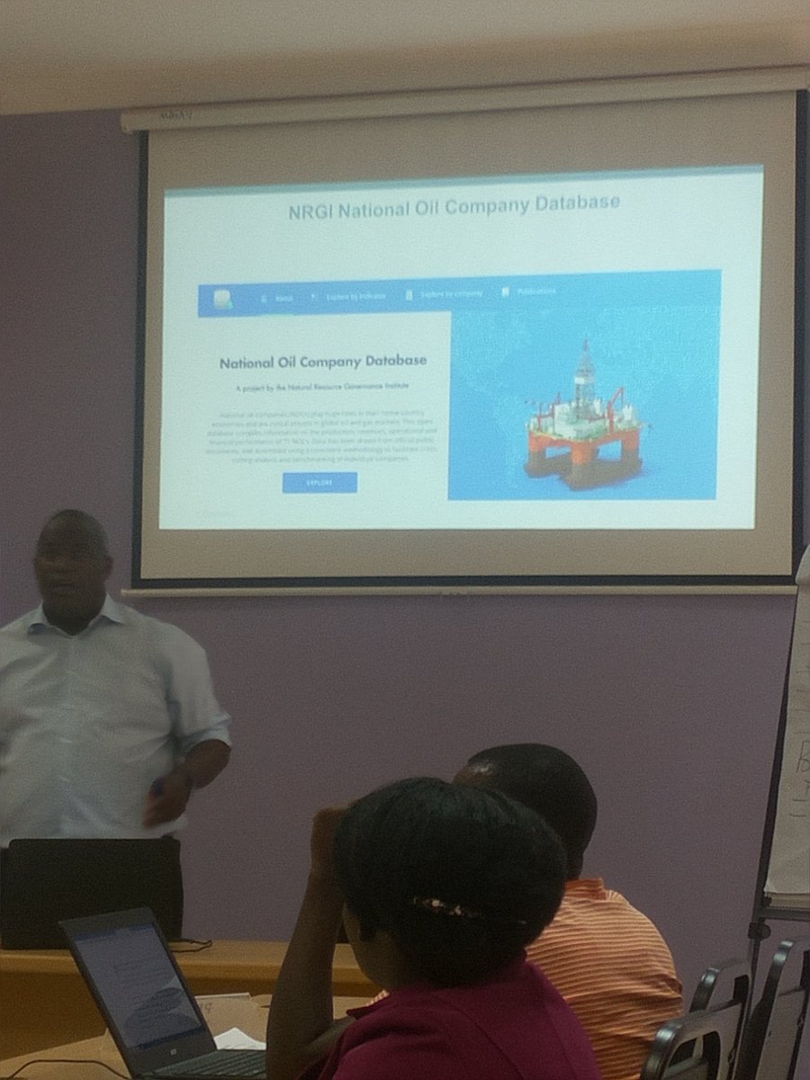 teewai_toyin's tweet photo. At the ongoing @ACME_Uganda data journalism training, @NRGInstitute's Paul Bagabo shares insights from the newly-released #NOCDatabase, a rich resource for journalists #coveringextractives https://t.co/ZLaKlaOTEd