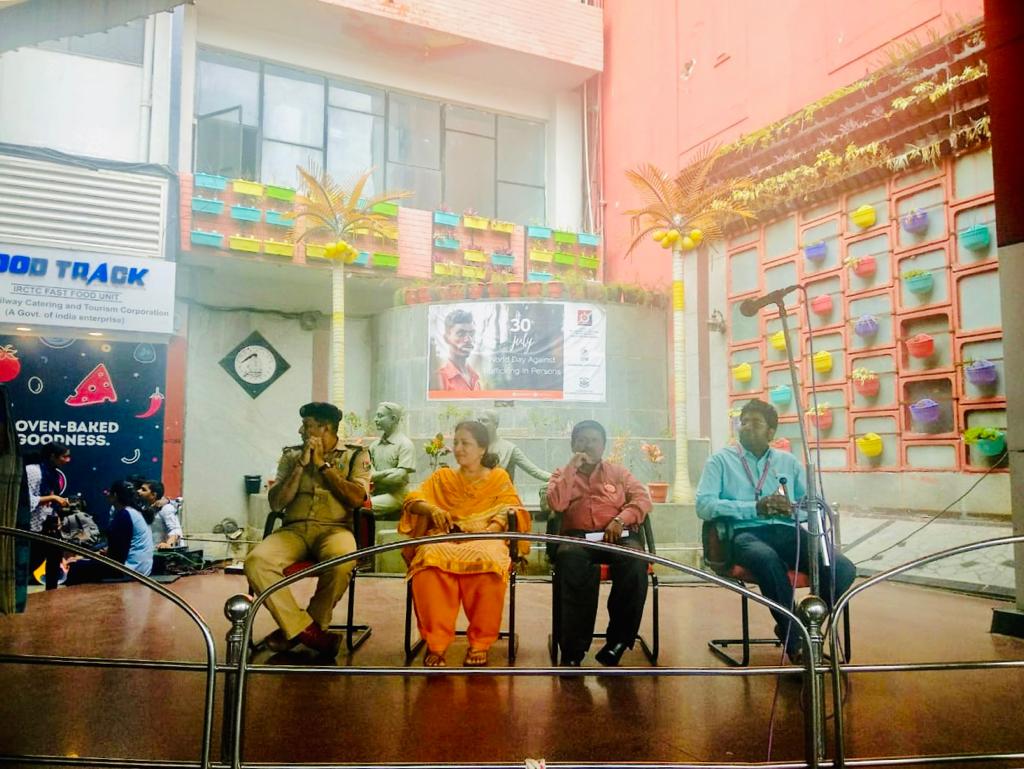 Organisation of awareness campaign on the occasion of World Day against Human Trafficking carried out at KSR Bengaluru Railway Station. Conducted in association with the International Justice Mission and Department of Social Work, St.Joseph's College, Bengaluru.