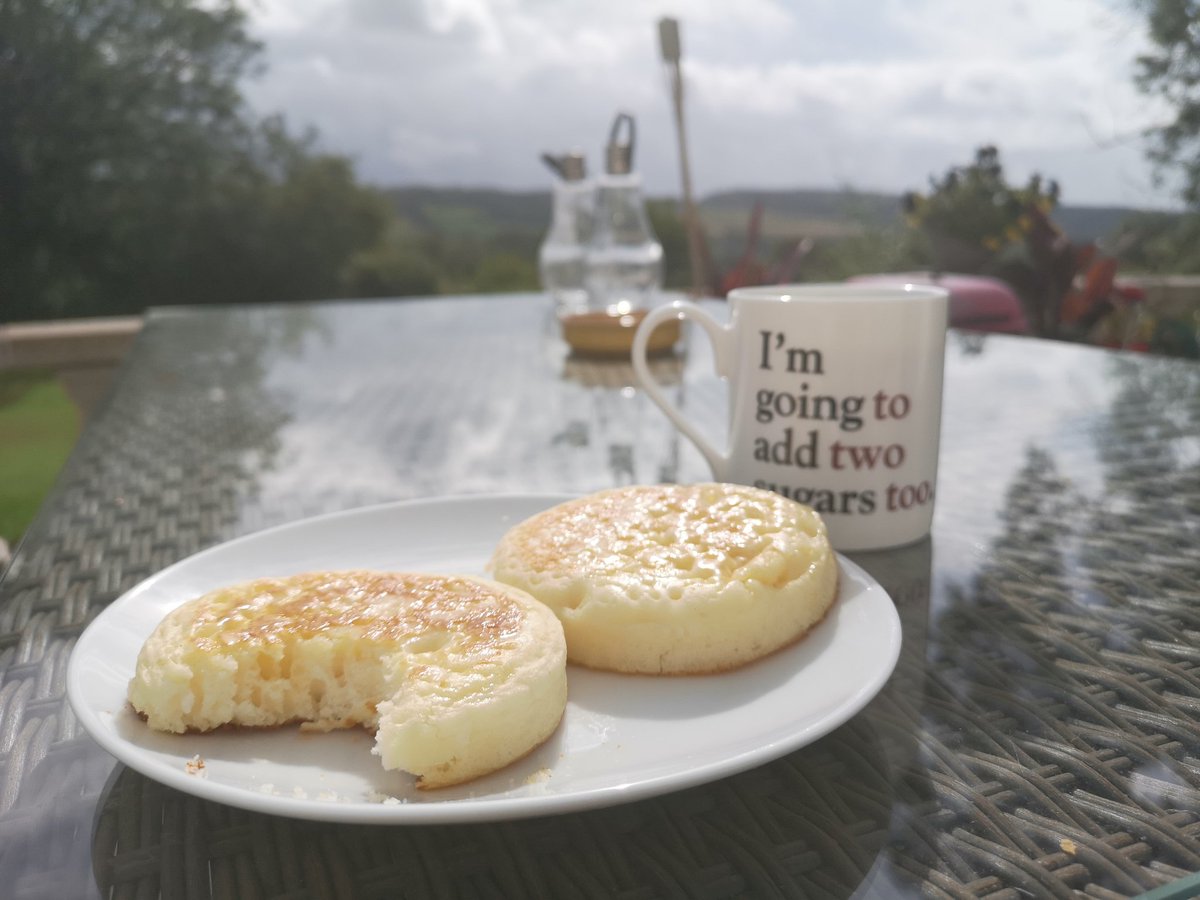 CMDoet's tweet photo. Dreaming of our mini break. Not sure which I liked better - @geniusfoods crumpets with a view, or grammar-correcting mugs. #totootwo #alfresco #wales #holiday #grammar https://t.co/NGnxKb1zO2