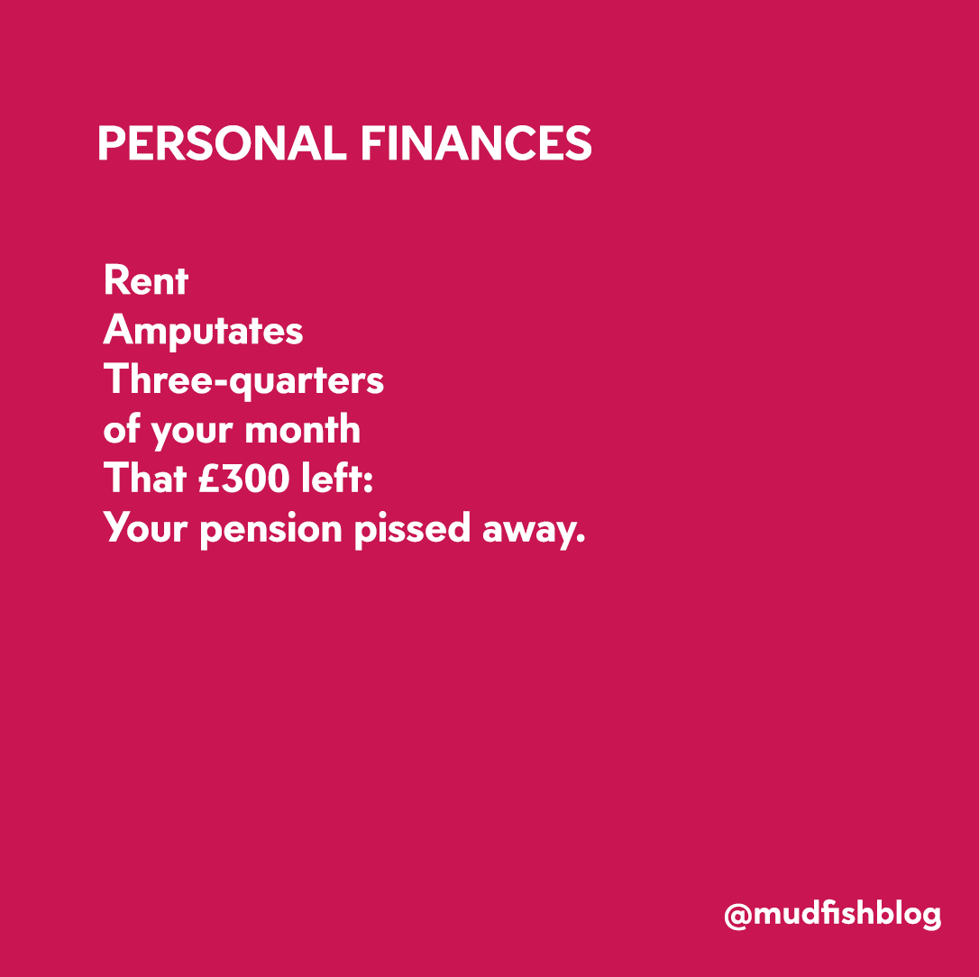 Mudfishblog's tweet photo. A poem about trying to save money #finance #money #newwriting #pension #retirement  #pensionscheme https://t.co/22rll2RgbJ