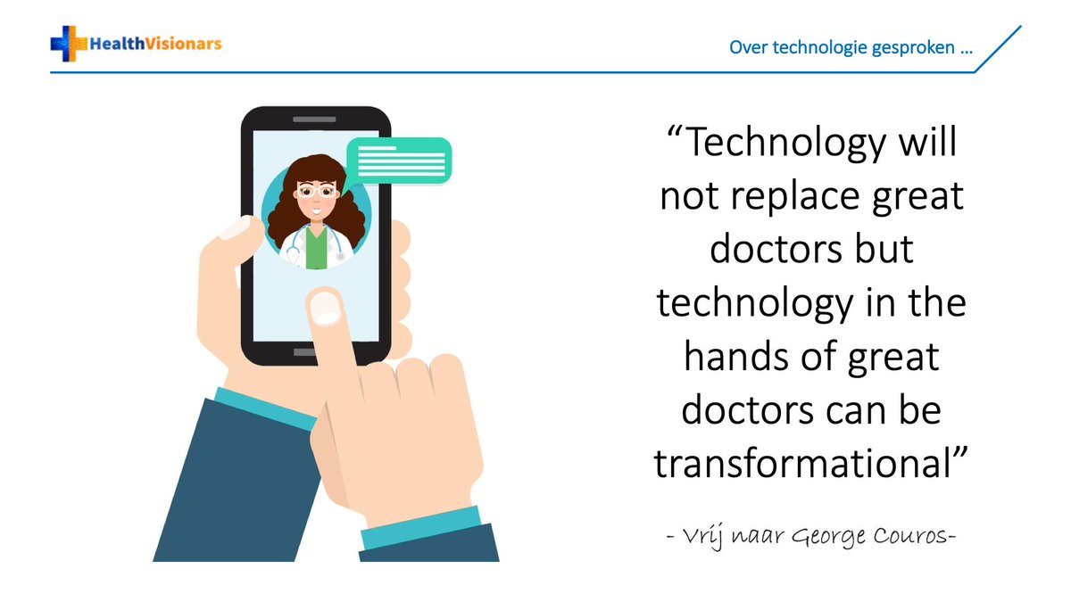 HVisionars's tweet photo. "Technology will not replace great doctors but technology in the hands of great doctors can be transformational" 

Technologie en/of menselijke zorg? Hoe zie jij dit?

#menselijkezorg #digitalisering #technologie #zorginnovatie #transformatie https://t.co/vyjCh5Venj