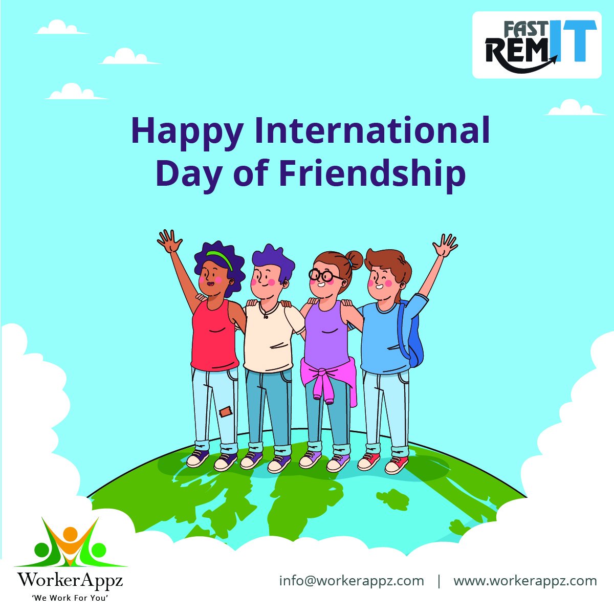 workerappz's tweet photo. At WorkerAppz, we strive constantly to bring your friends and family closer to you through our suite of payment products.#FriendshipDay #FriendshipDayInternational #FriendshipDay2019 #moneytransfer #payments #internationalmoneytransfer #internationalremittances #financialservices https://t.co/EZ3gg19VSm