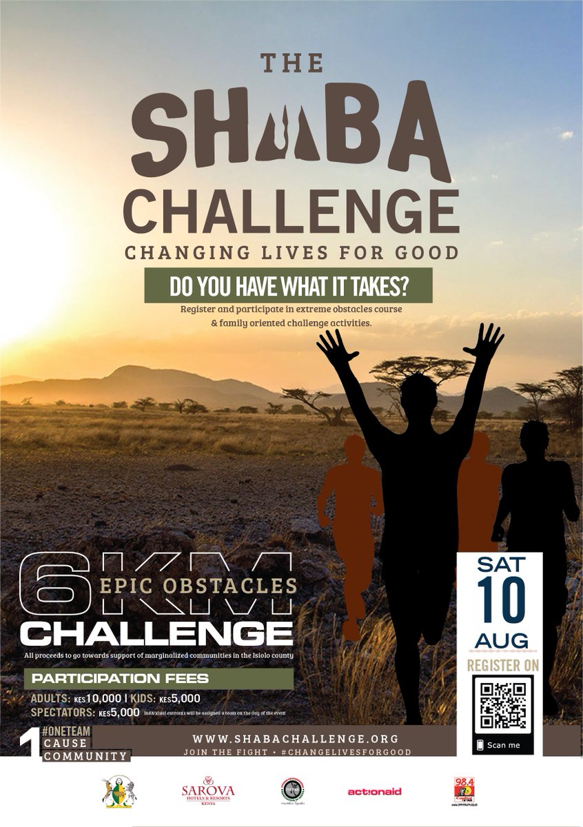 CapitalFMKenya's tweet photo. Come have the time of your life at the Shaba Challenge where you your friends, family and colleagues can participate in epic and engaging obstacle courses within the scenic shaba landscape!
https://t.co/DCylAunNAL
#ChangeLivesForGood https://t.co/IaLVlwGeCd