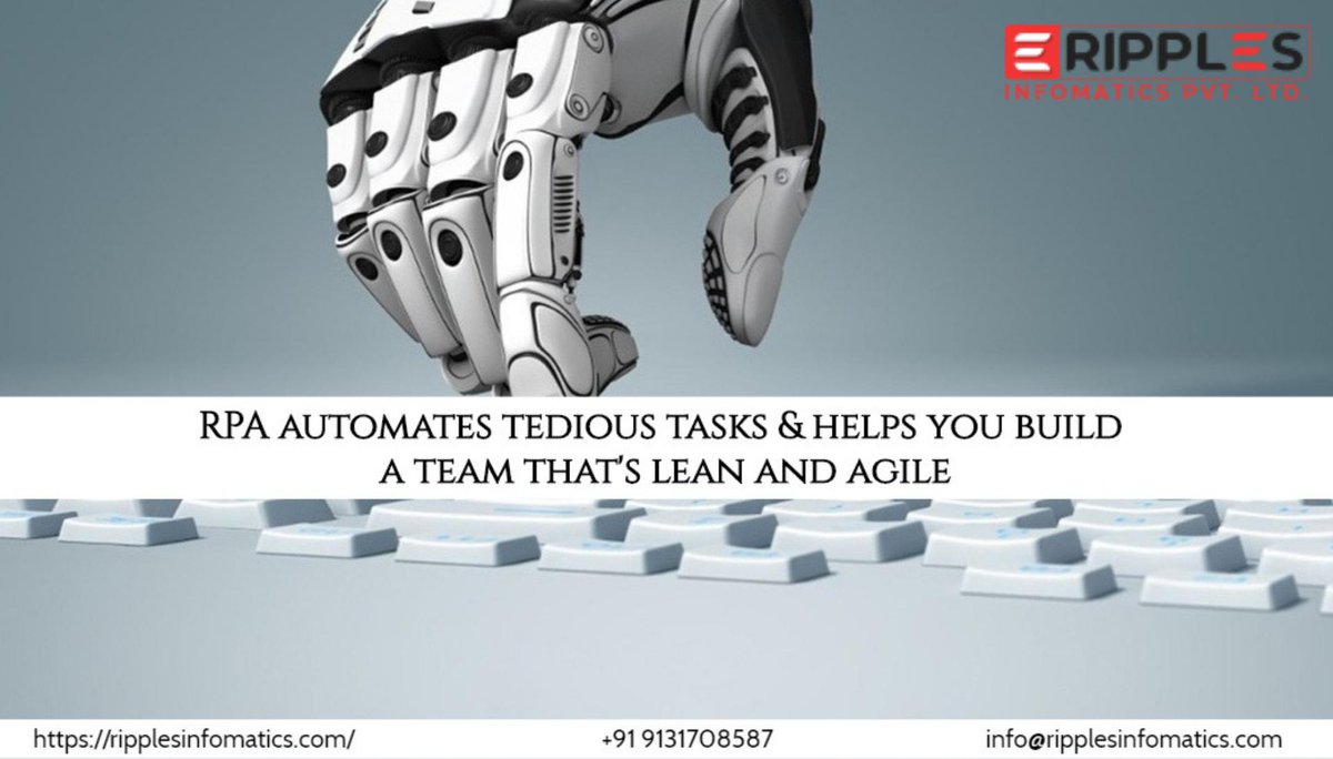 RInfomatics's tweet photo. RPA automates tedious tasks &amp; helps you build a team that's lean and agile.

#RPA #roboticprocessautomation #rpaapplications #robotics #rpaservices #businessprocessautomation #softwarebots #automation #productivity #RIPL
Visit: https://t.co/jxlZpxnSwx
Call: +91 9131708587 https://t.co/4joA8D7RYv