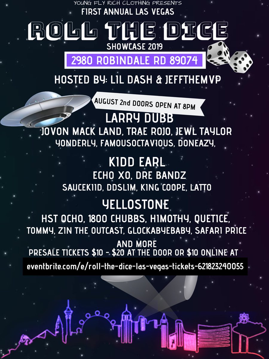 RollTheDiceLV's tweet photo. Friday‼️ Whos ready? #VegasFestival #vegasrap #vegasconcert #lasvegas #vegasgrasshoppers https://t.co/p4SVFmVK4A