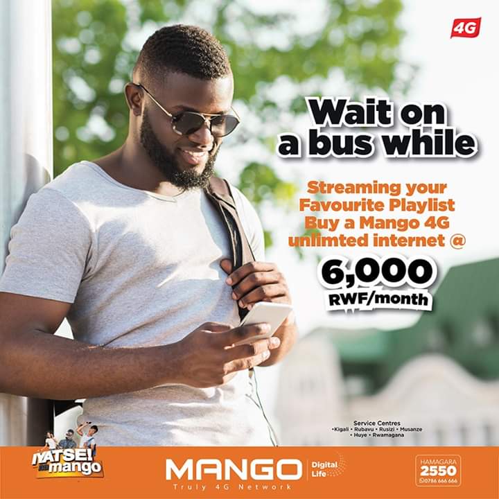 4GusersinRwanda's tweet image. Life is too short to be boring!! Stream your favorite and latest music hits everywhere you go @ only Rwf 6,000/month.
Get a free #mangotelecom Sim card today!

#IyatseNaMango #4GUnlimiteddata #LTEspeed #Smartphones #FastestInternet #FourthGenerationInternet #MangoTelecom