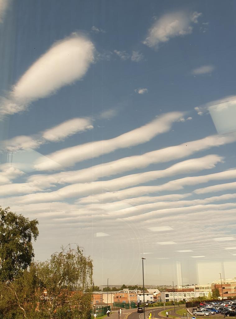 andrewforrest88's tweet photo. Unusual clouds over Derby this morning, any idea what they are? Wave clouds? #clouds #ukweather #weather #Derby #waveclouds #metoffice #bbcweather #unusualclouds https://t.co/T528986iI5