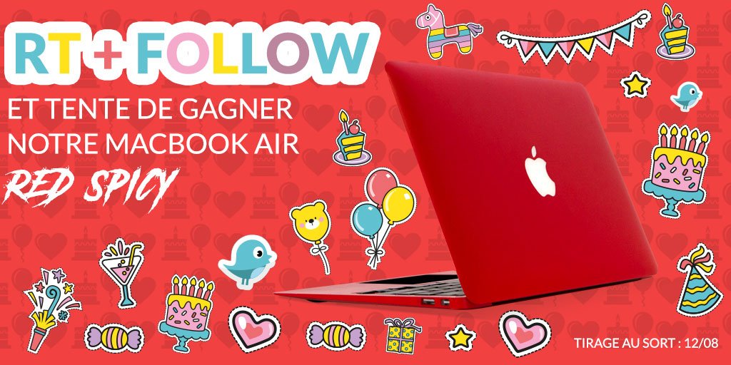 Vente_Du_Diable's tweet photo. 🎁 #Concours   

🎉 Pour fêter les 10ans de VDD sur Twitter, on vous fait gagner un #MacBookAir #RedSpicy ! 😍🌶

➡ Pour participer RT + Follow @Vente_Du_Diable 

Et n'oubliez pas d'aller visiter notre site 👉 https://t.co/1UnBIGyqB5

🏁 TAS le 12/08 ! 
Bonne chance à tous ! 🍀 https://t.co/WBCF9hnK4x