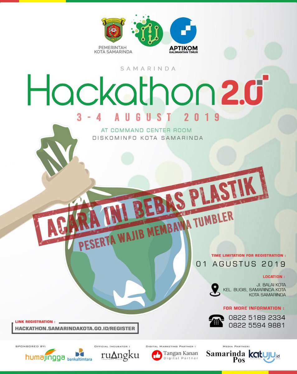 Tinggal 2 hari waktu pendaftaran untuk mengikuti kompetisi coding terbesar di Samarinda. Ayo segera daftarkan tim kamu di: hackathon.samarindakota.go.id/register. 
kasih solusimu yang terbaik dan terinovatif untuk mewujudkan Samarinda Smart City. 
#samarindahackathon2.0 #samarindasmartcity