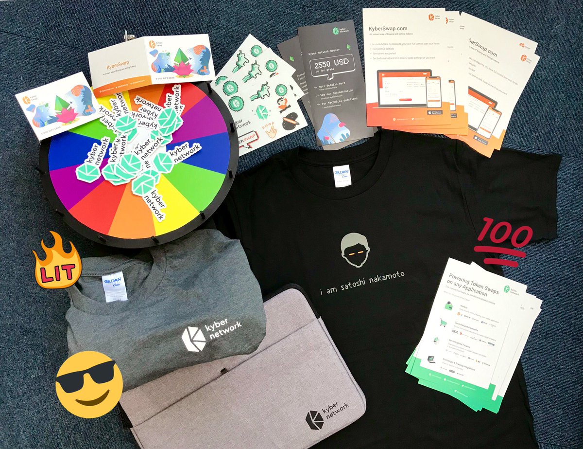 KyberNetwork's tweet photo. We’re all set for @ethindiaco #ETHIndia 2019 with some awesome crypto swag! Come visit us at the Kyber booth from 2-4 Aug, or join our community meetup on 3 Aug! 😎 🔧#BuildwithKyber 

Learn more: https://t.co/o54mqpHIpF https://t.co/sfqyEZCFYF