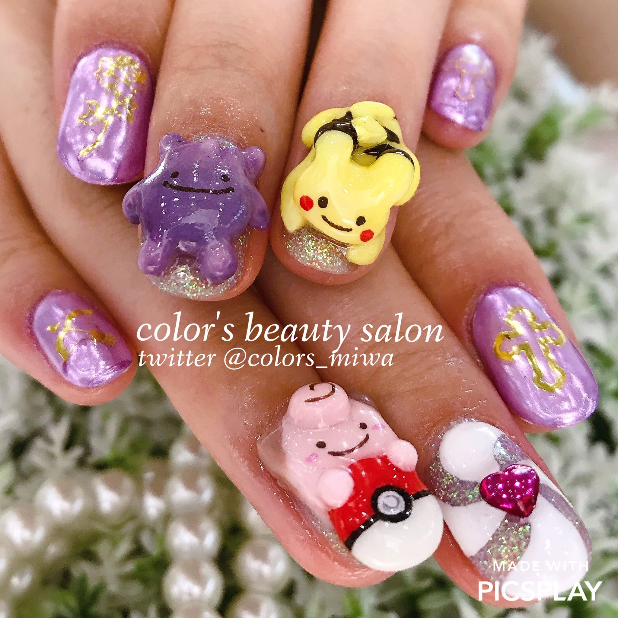Uzivatel Color Sタカハシミワ Na Twitteru お客様オーダー ポケモン へんしんメタモンネイル ピッピ メタモン プリン ゲンガー ピカチュウ モンスターボール 3dもりもりでかわいいです 痛ネイル 3dネイル ゆるかわ ミラーネイル T
