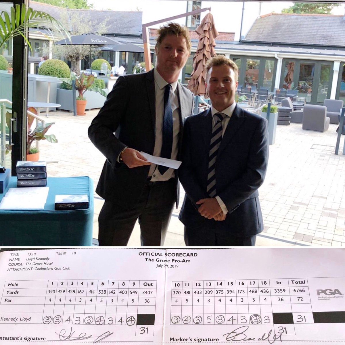 golfatthegrove's tweet photo. Congratulations @LloydKennedy4 for shooting a new course record of 62 (-10) in our 2019 Pro-Am yesterday - a quite brilliant round of golf 👏🏽 
⠀⠀
Thank you to our fantastic sponsors @golfteamygt @yourgolftravel - the feedback has been amazing ⛳️

#golfatthegrove https://t.co/QLtz4cz7cs