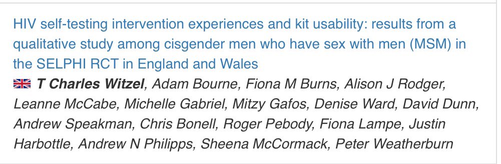 TC_Witzel's tweet photo. If you’re at #AIDSimpact and at a loose end come see me present on HIV self-testing intervention acceptability in the SELPHI RCT. 

It’s in Duke 2 at 1100 and it would be lovely to see some friendly faces in the audience. 

#takeaSELPHI https://t.co/x8l845RaYP