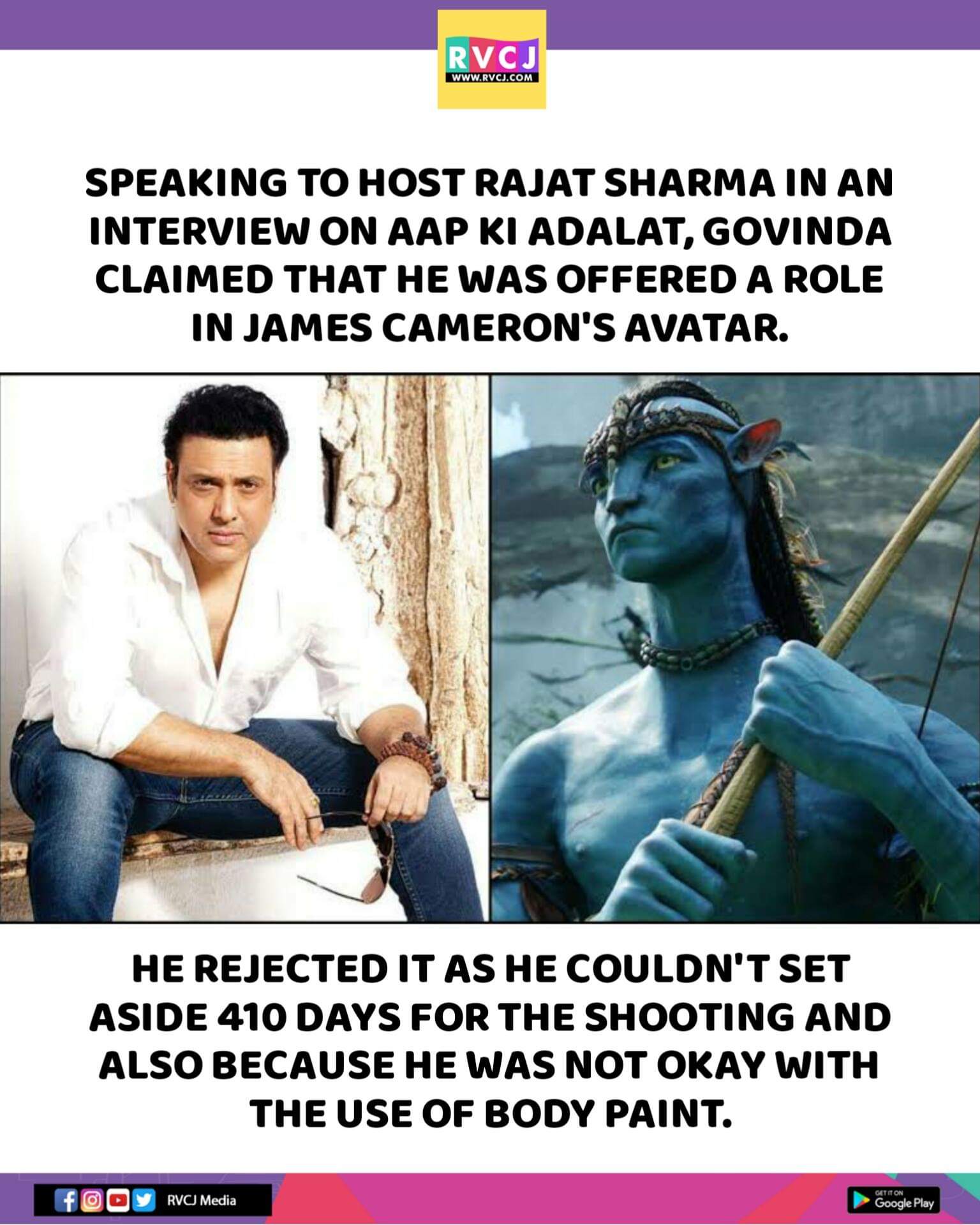 Actor Govinda claims he came up with the title Avatar / Twitter