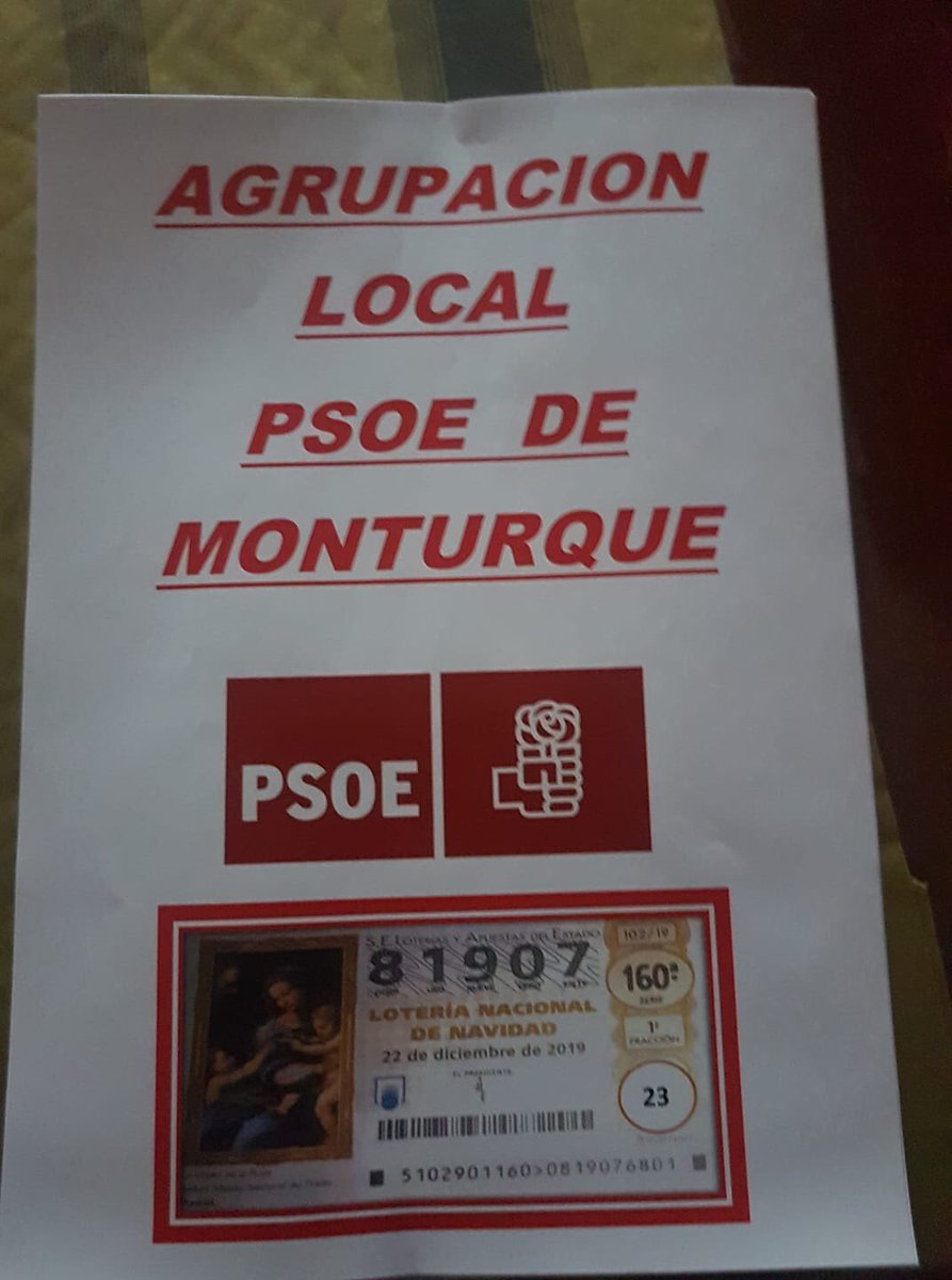 jsamonturque's tweet photo. Desde hoy se pone a la venta la lotería de Navidad de la agrupación socialista de Monturque,no os quedeis sin ella,y si toca!!!! https://t.co/xlEvXaEmAn
